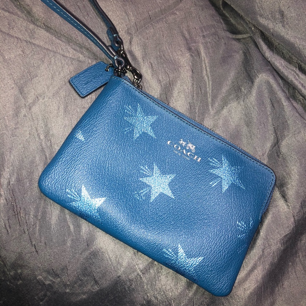 Star Pattern Authentic Coach Wristlet Wallet